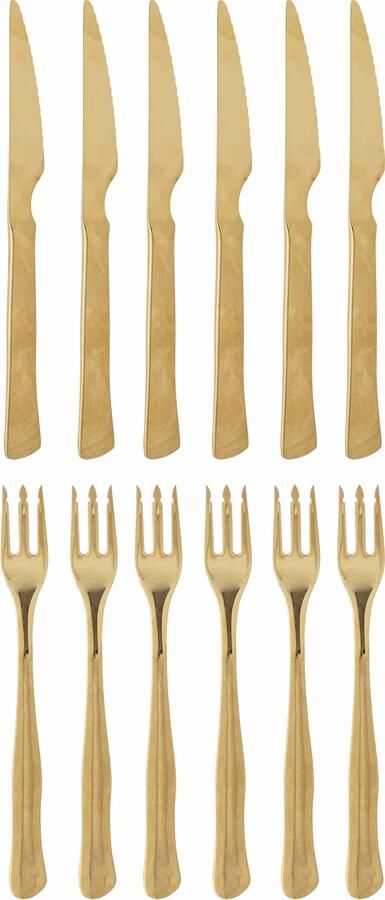 Bloomingville Bestek Ollin Steak Cutlery Set van 12 stuks Goud