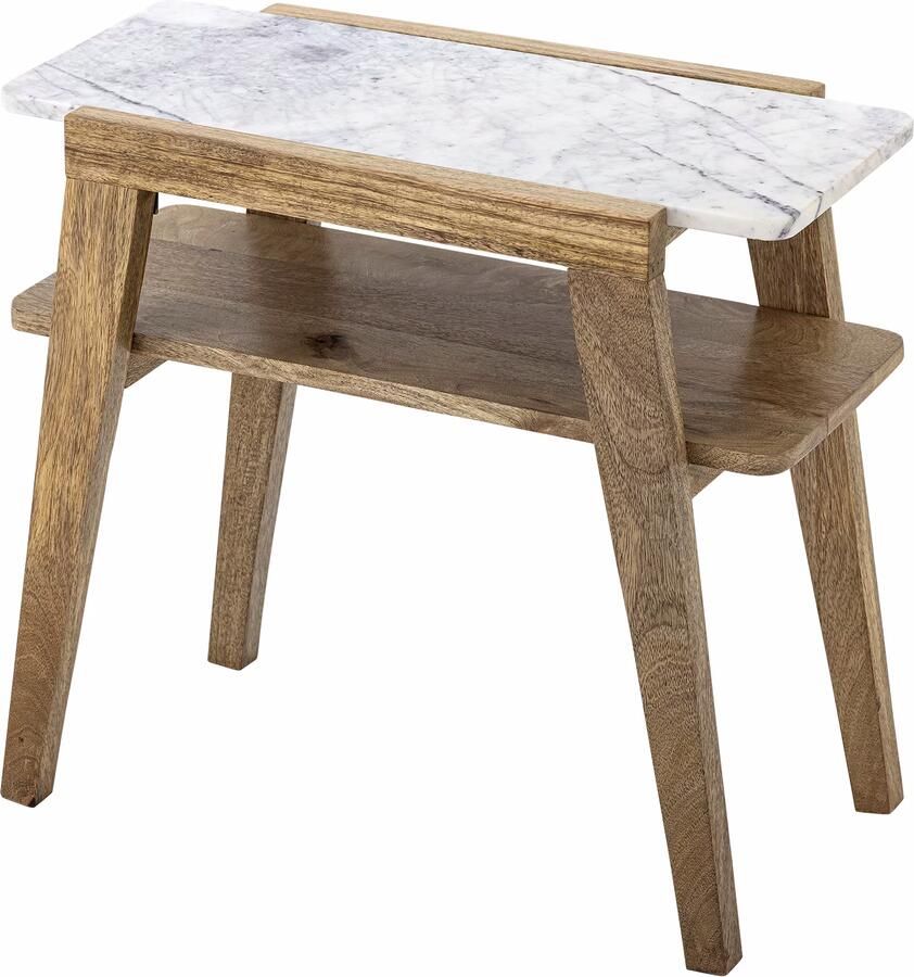 Bloomingville Bijzettafel Livi Marmer en mangohout 61 x 30cm Naturel