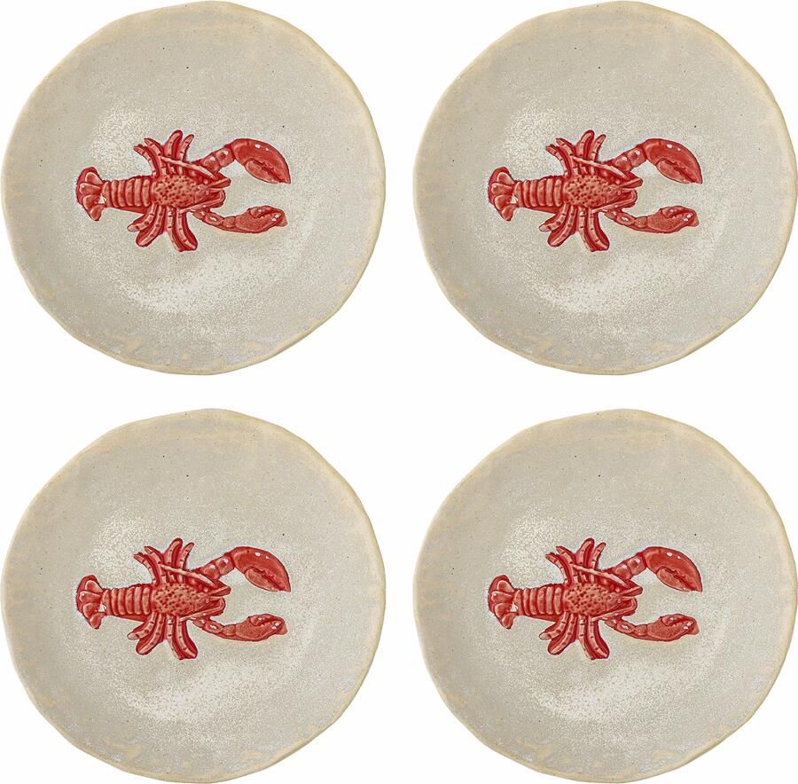 Bloomingville Bord Hadden Kreeft Set van 4 stuks Rood