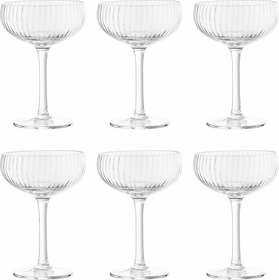 Bloomingville Champagneglas Astrid Set van 6 stuks Transparant