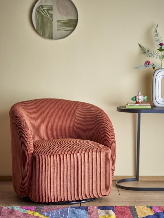 Bloomingville Draaifauteuil Pradi Fluweel Oranje
