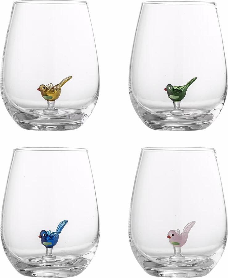 Bloomingville Drinkglas Misa Vogel Set van 4 stuks Meerkleurig