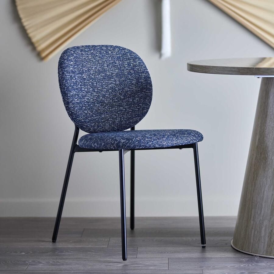 Bloomingville Eetkamerstoel Percey Chenille Blauw