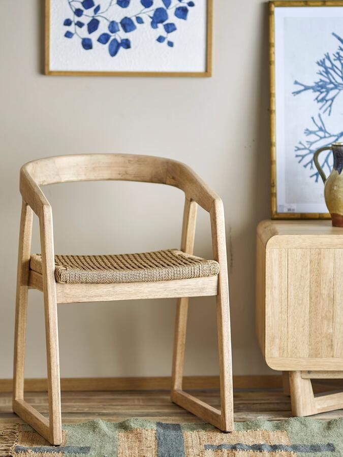 Bloomingville Eetkamerstoel Serrone Rubberhout en touw Naturel