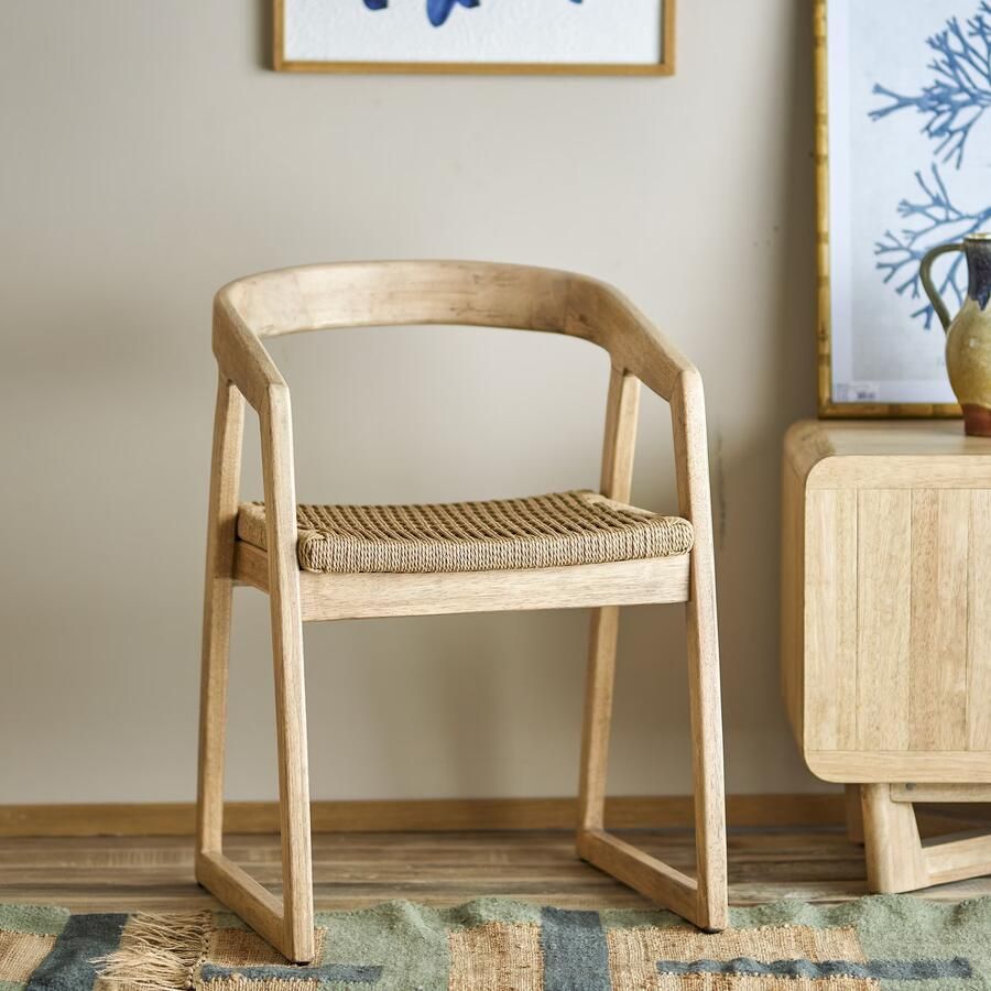 Bloomingville Eetkamerstoel Serrone Rubberhout en touw Naturel