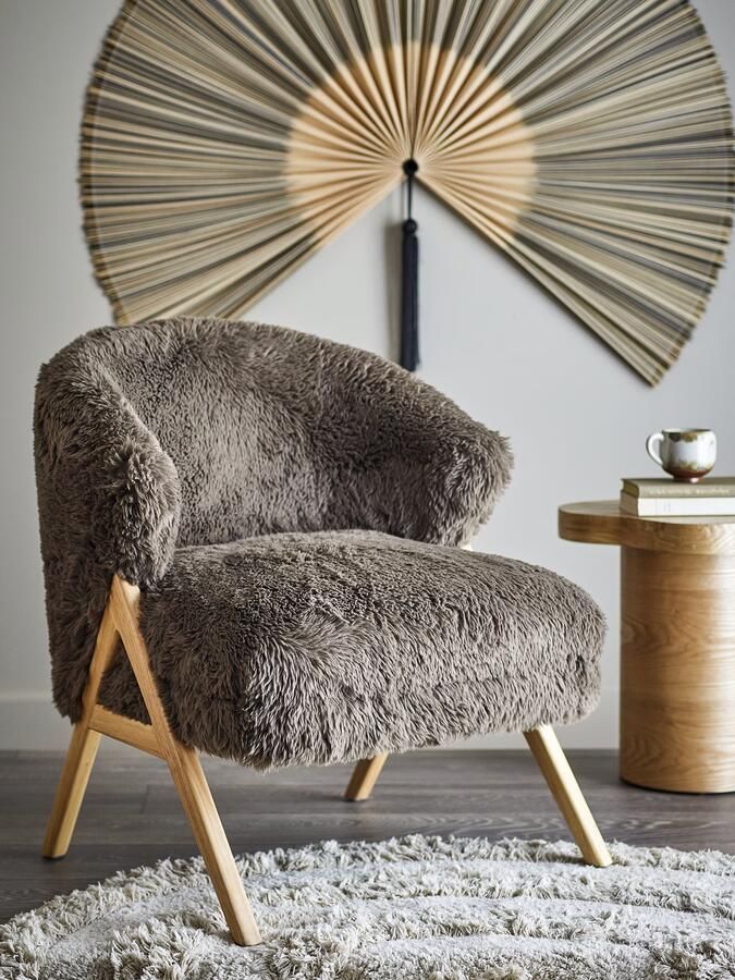 Bloomingville Fauteuil Camino Hoogpolig Fleece Bruin