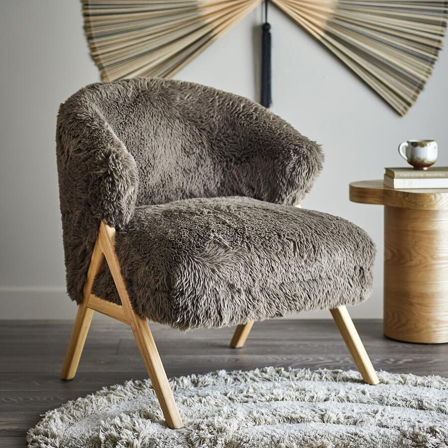 Bloomingville Fauteuil Camino Hoogpolig Fleece Bruin