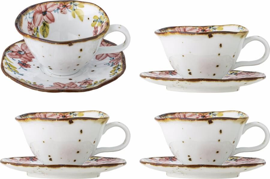 Bloomingville Kopje Savina Met schotel Set van 4 stuks Roze