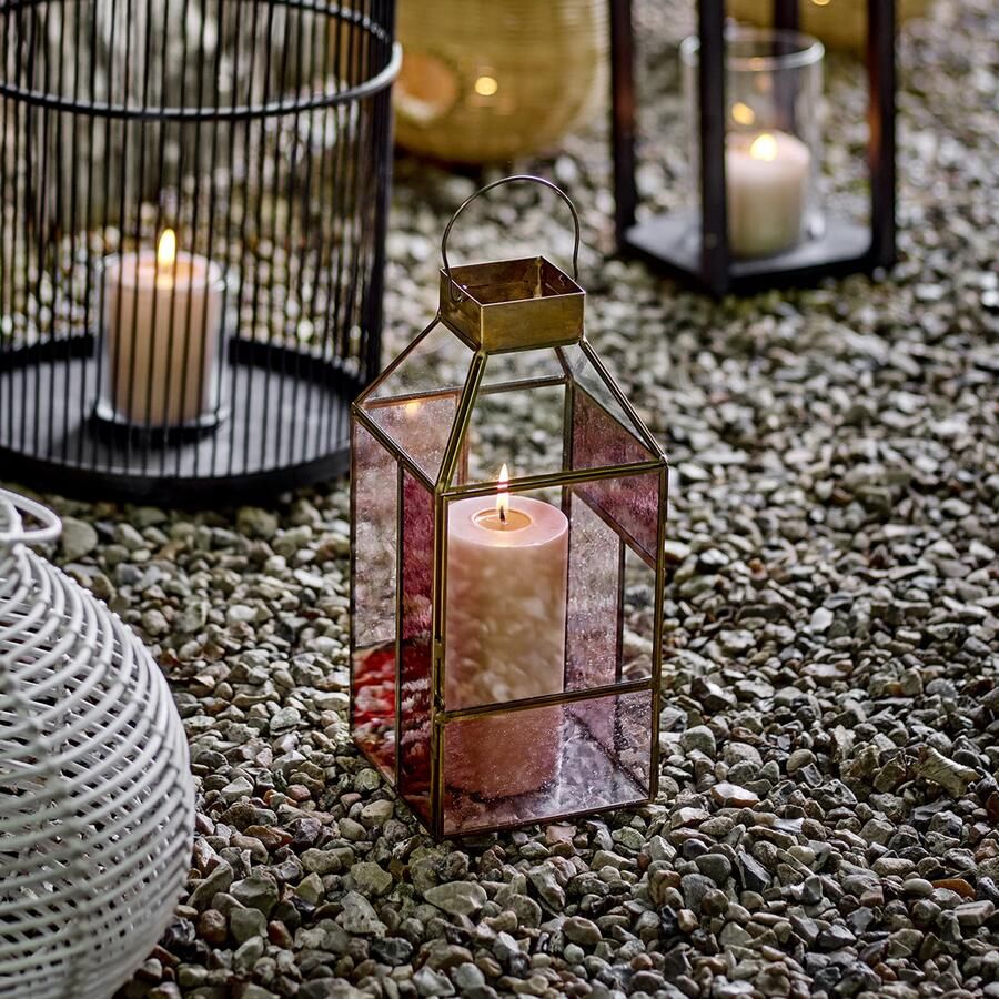 Bloomingville Lantaarn Drew Glas Roze