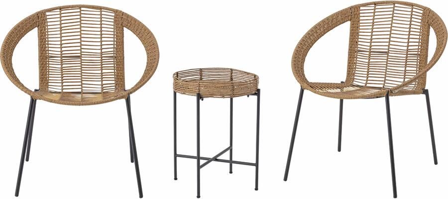 Bloomingville Loungeset Dudine Met 2 stoelen en tafeltje Rotan Naturel
