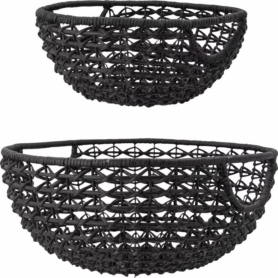 Bloomingville Mand Joane Rattan Set van 2 stuks Zwart