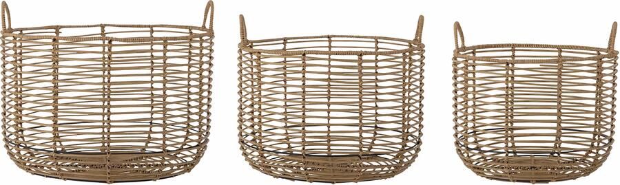 Bloomingville Mand Mekkel Rotan Set van 3 Naturel