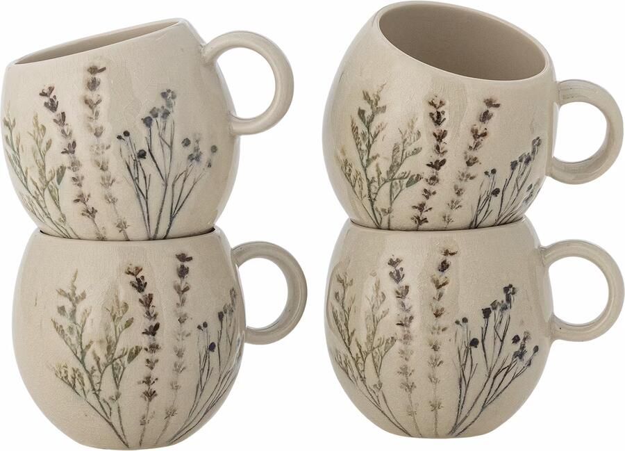 Bloomingville Mok Bea 9cm Set van 4 stuks Naturel