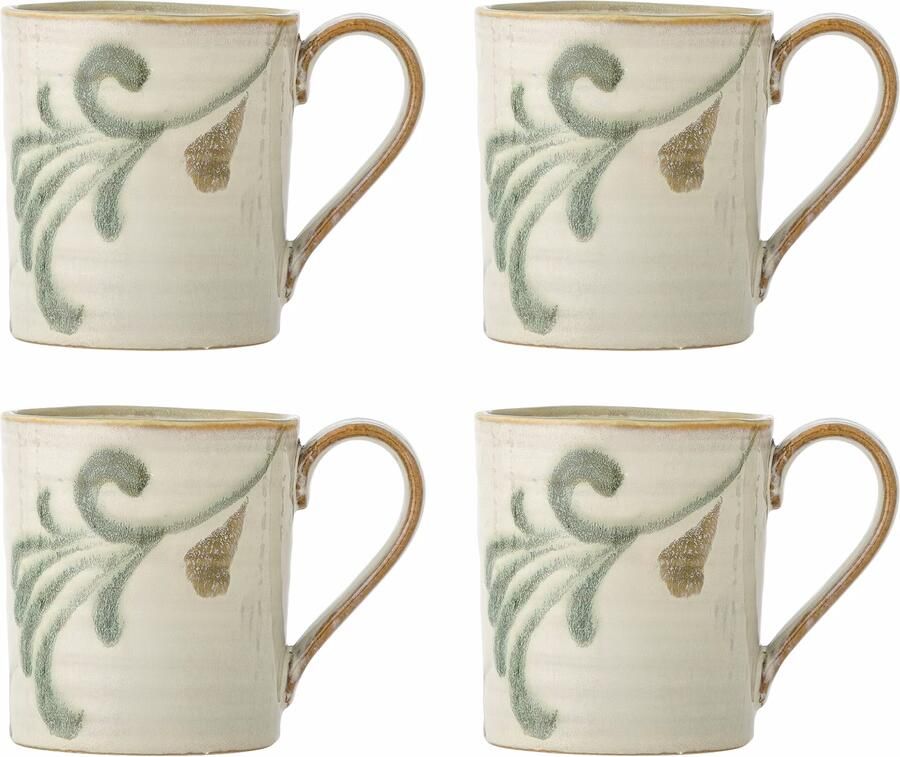 Bloomingville Mok Bethany Set van 4 stuks Beige Groen