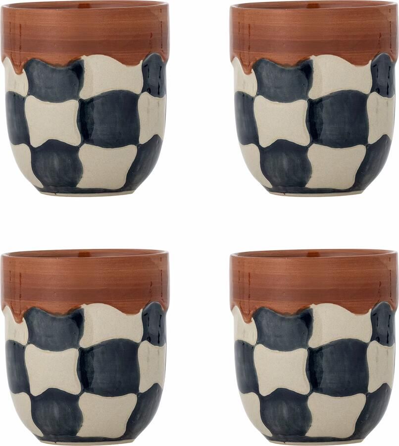 Bloomingville Mok Check Set van 4 stuks Meerkleurig