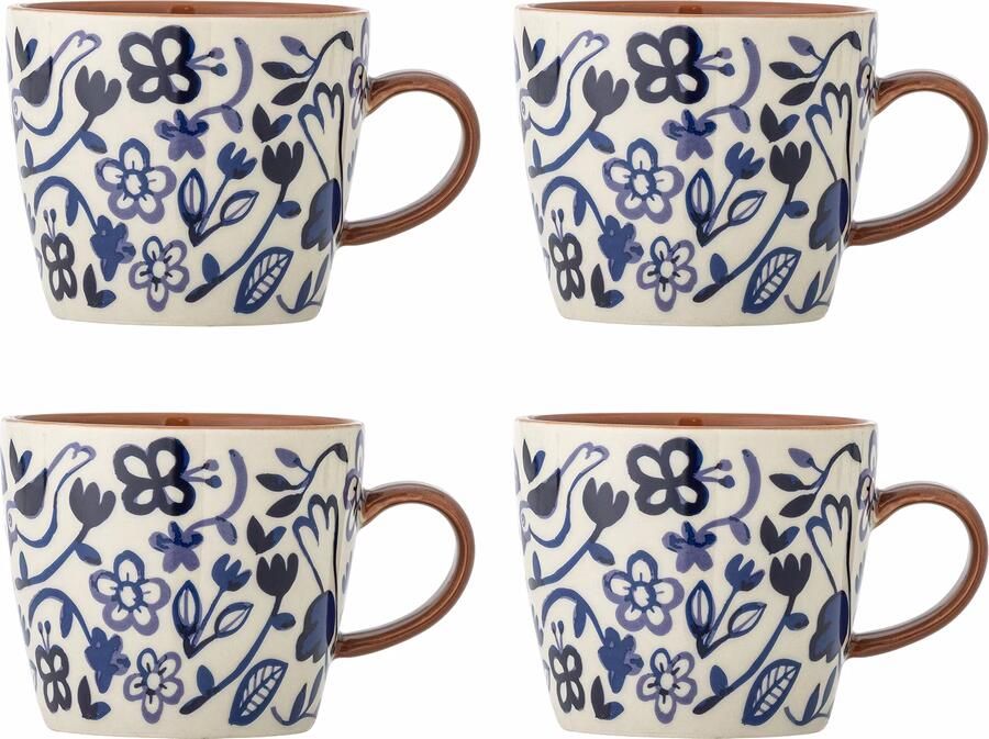Bloomingville Mok Figuria Set van 4 stuks Blauw