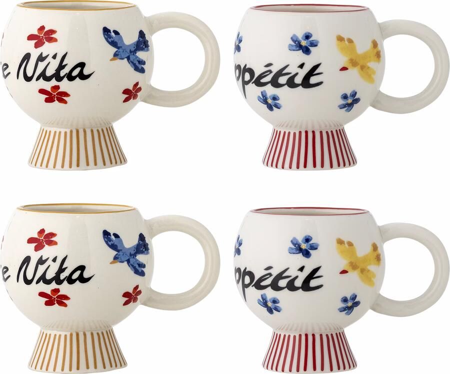 Bloomingville Mok Lindsay Set van 4 stuks Meerkleurig