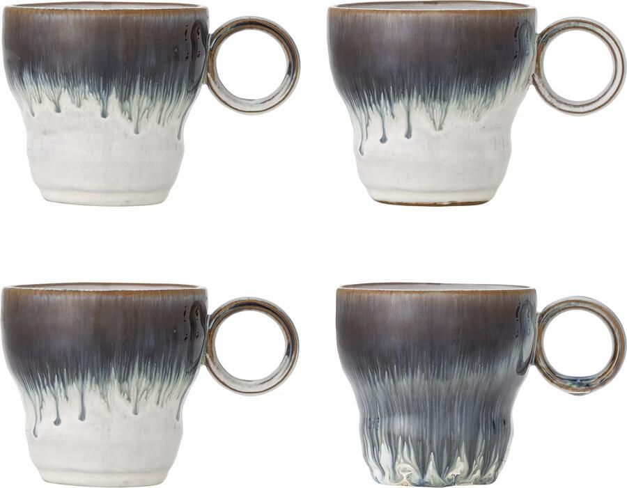 Bloomingville Mok Nigel Set van 4 stuks Blauw