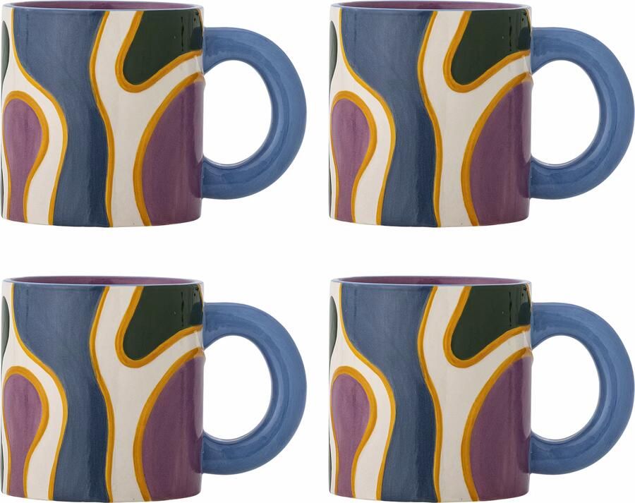 Bloomingville Mok Salacia Set van 4 stuks Meerkleurig