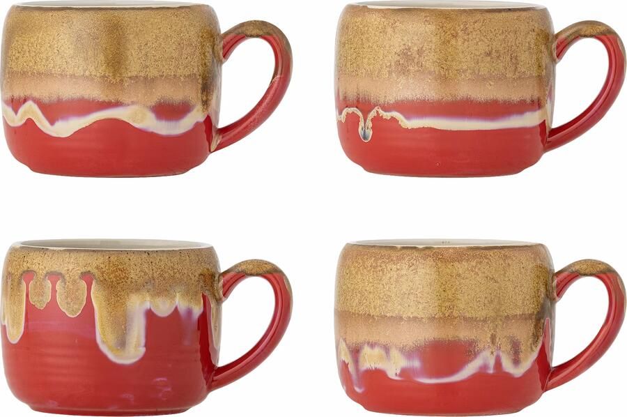 Bloomingville Mok Sheen Set van 4 stuks Rood