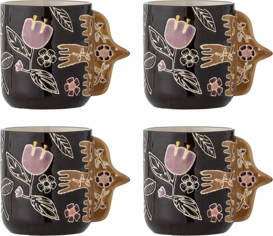 Bloomingville Mok Vivielle Set van 4 stuks Zwart