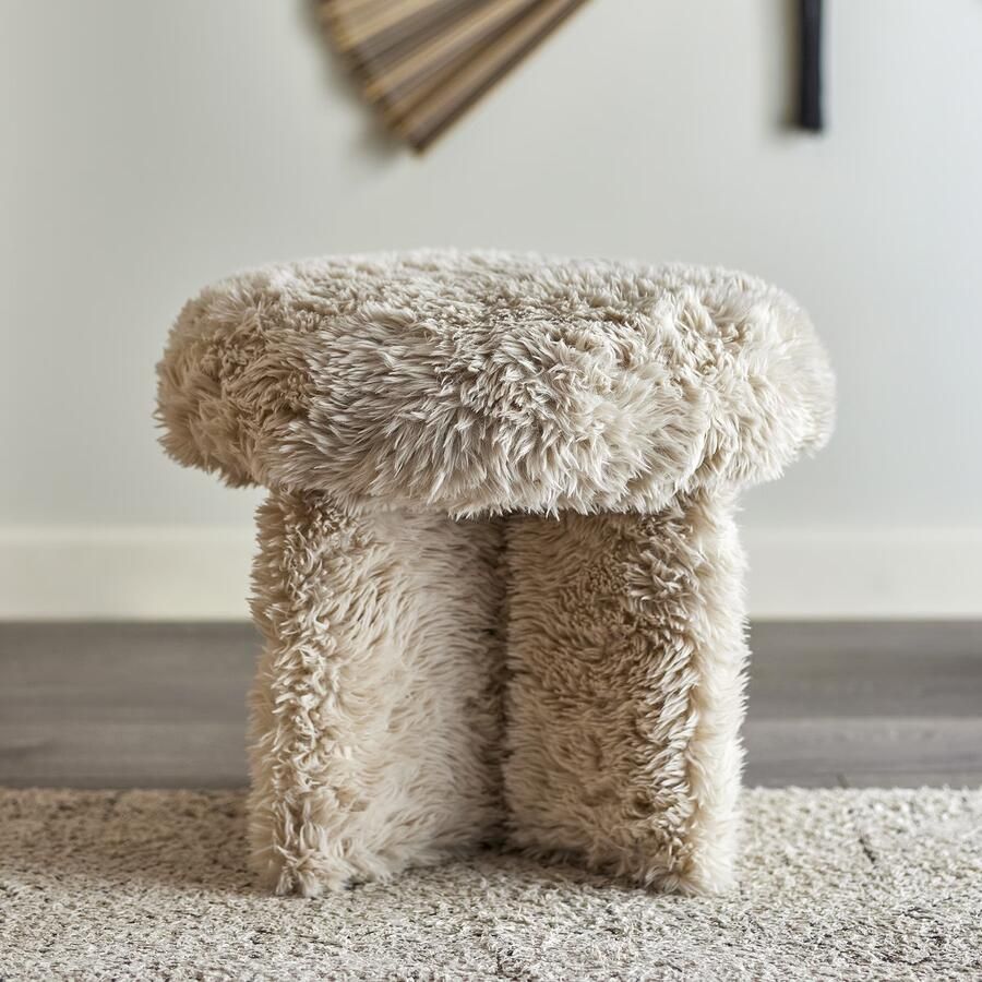 Bloomingville Poef Frikka Fluffy Naturel