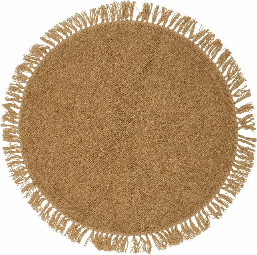 Bloomingville Rond Vloerkleed Lenea Wol 110cm Geel