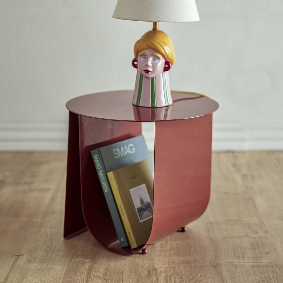 Bloomingville Ronde Bijzettafel Cher 43cm Rood