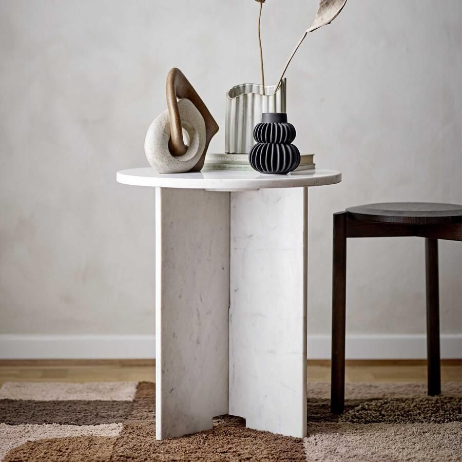 Bloomingville Ronde Bijzettafel Jasmia Marmer 46cm Wit - Foto 2