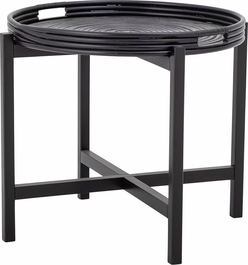 Bloomingville Ronde Bijzettafel Milli Rotan 60cm Zwart