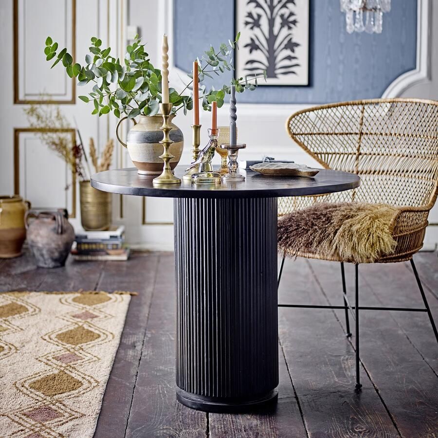Bloomingville Ronde Eettafel Porto Mangohout 90cm Zwart