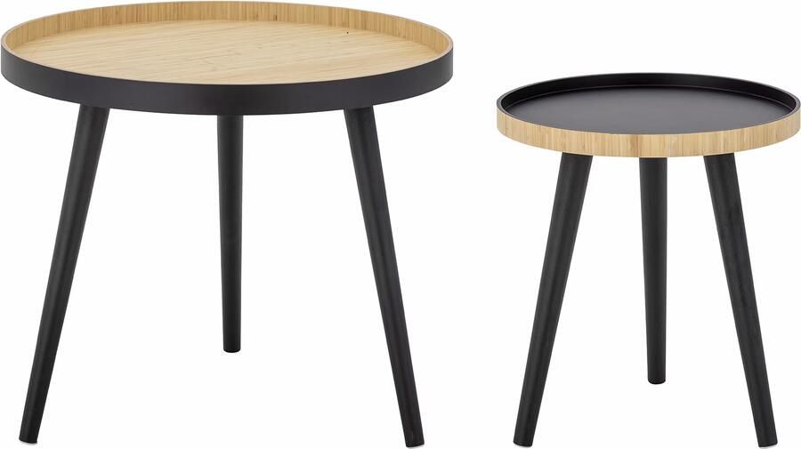 Bloomingville Ronde Salontafel Cappuccino Bamboe Set van 2 stuks Zwart