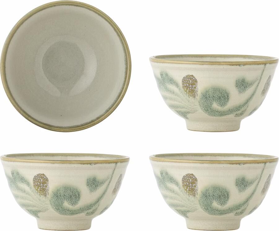 Bloomingville Schaal Bethany Set van 4 stuks Beige Groen