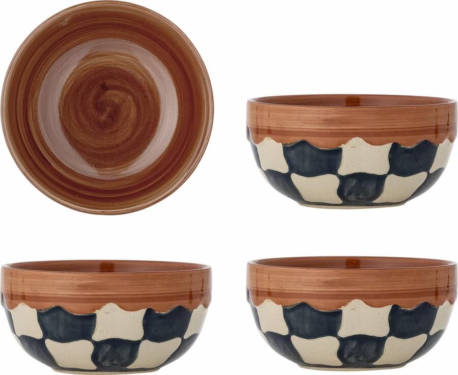 Bloomingville Schaal Check Set van 4 stuks Meerkleurig