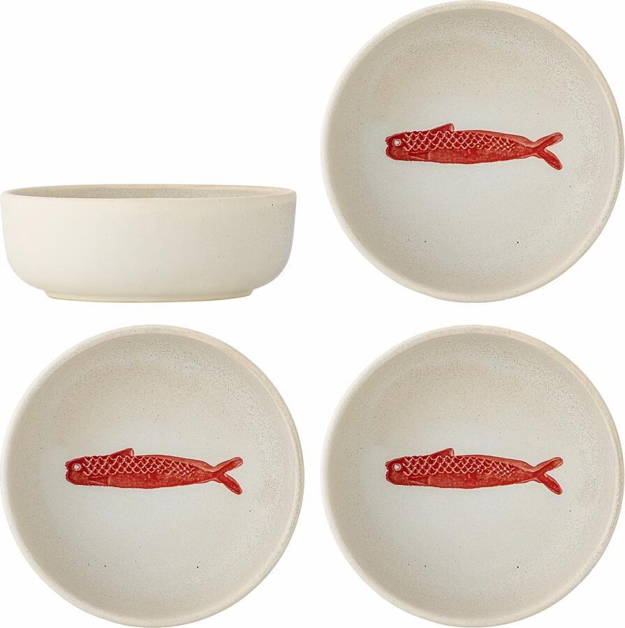 Bloomingville Schaal Hadden Vis Set van 4 stuks Rood