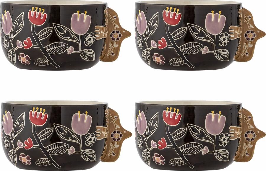 Bloomingville Schaal Vivielle Set van 4 stuks Zwart