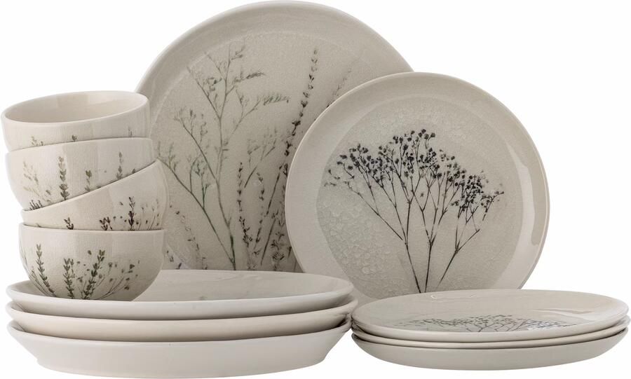 Bloomingville Serviesset Bea Set van 12 stuks Naturel