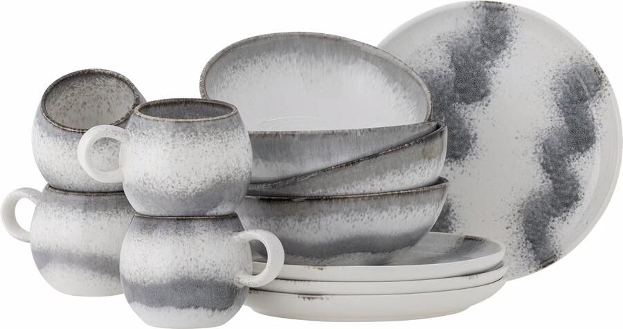 Bloomingville Serviesset Paula Set van 12 stuks Grijs