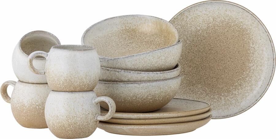 Bloomingville Serviesset Paula Set van 12 stuks Naturel