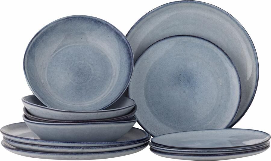 Bloomingville Serviesset Sandrine Set van 12 stuks Blauw