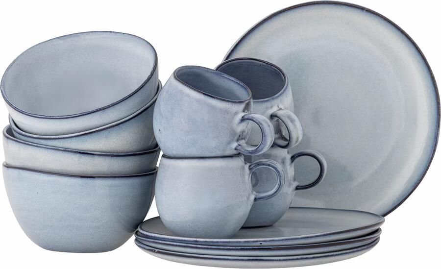 Bloomingville Serviesset Sandrine Set van 12 stuks Blauw