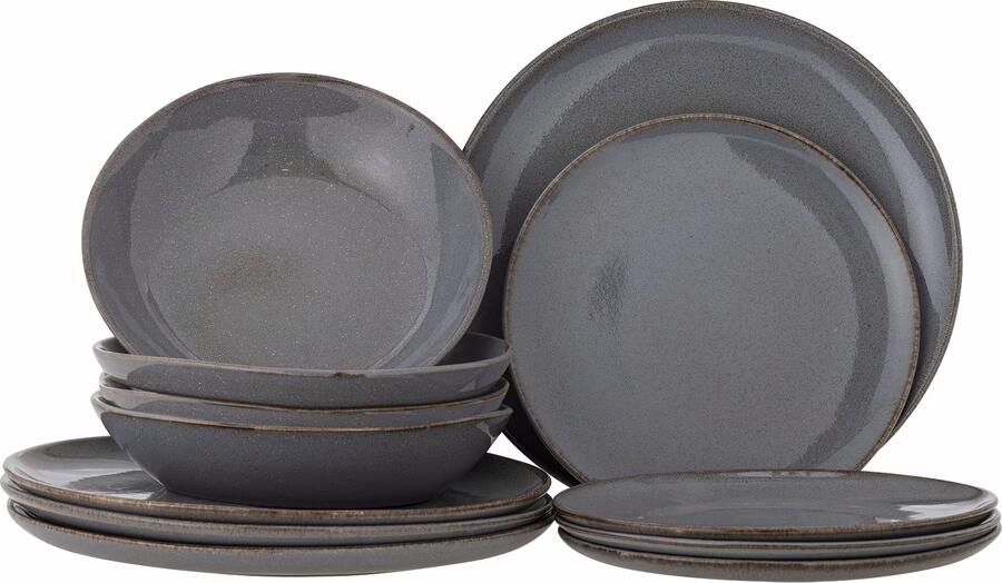 Bloomingville Serviesset Sandrine Set van 12 stuks Grijs