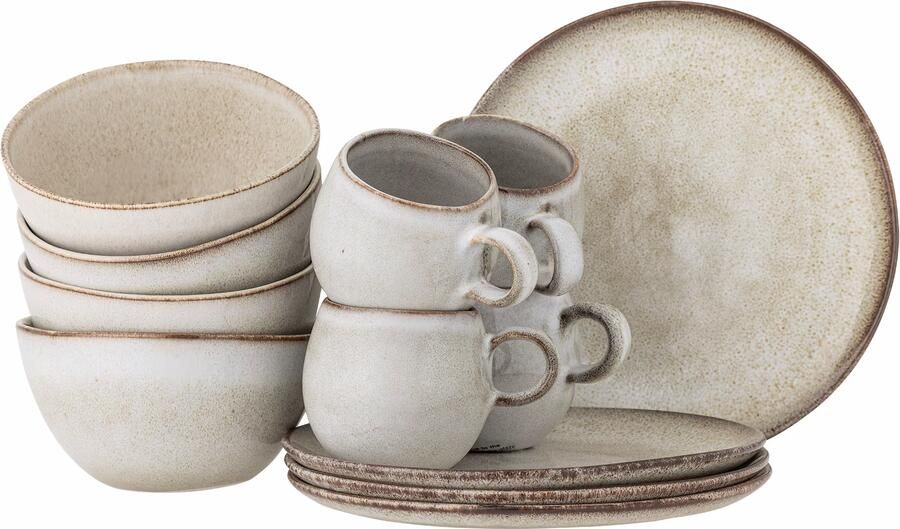 Bloomingville Serviesset Sandrine Set van 12 stuks Naturel