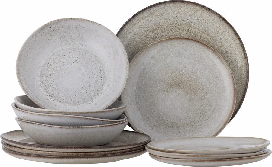 Bloomingville Serviesset Sandrine Set van 12 stuks Naturel