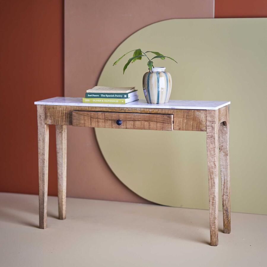 Bloomingville Sidetable Hauge Marmer en mangohout 110cm Bruin