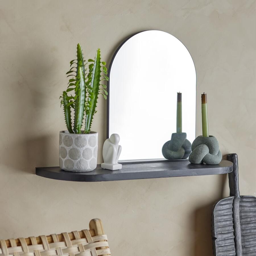 Bloomingville Spiegel Annlie Met plank 48 x 72cm Zwart