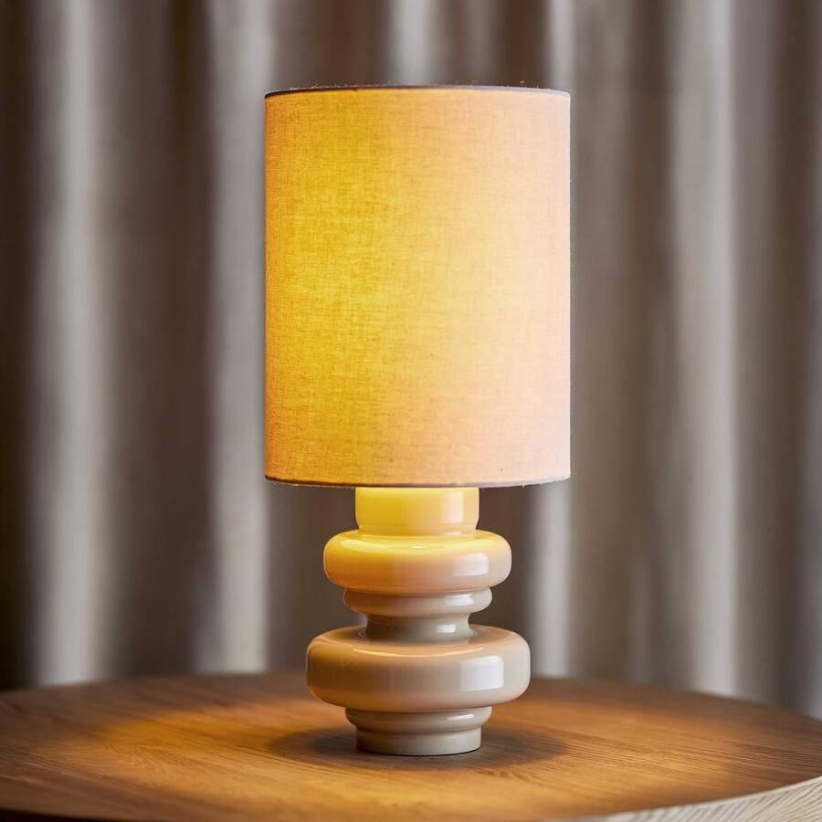 Bloomingville Tafellamp Fabiola Linnen en glas 51cm hoog Naturel