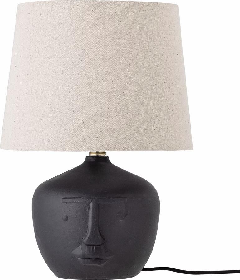 Bloomingville Tafellamp Matheo Linnen en terracotta 43cm hoog Zwart