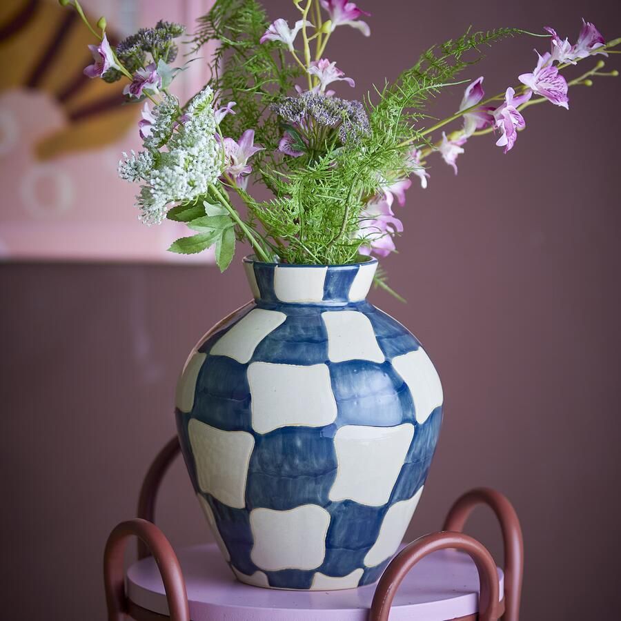 Bloomingville Vaas Check 24cm hoog Meerkleurig