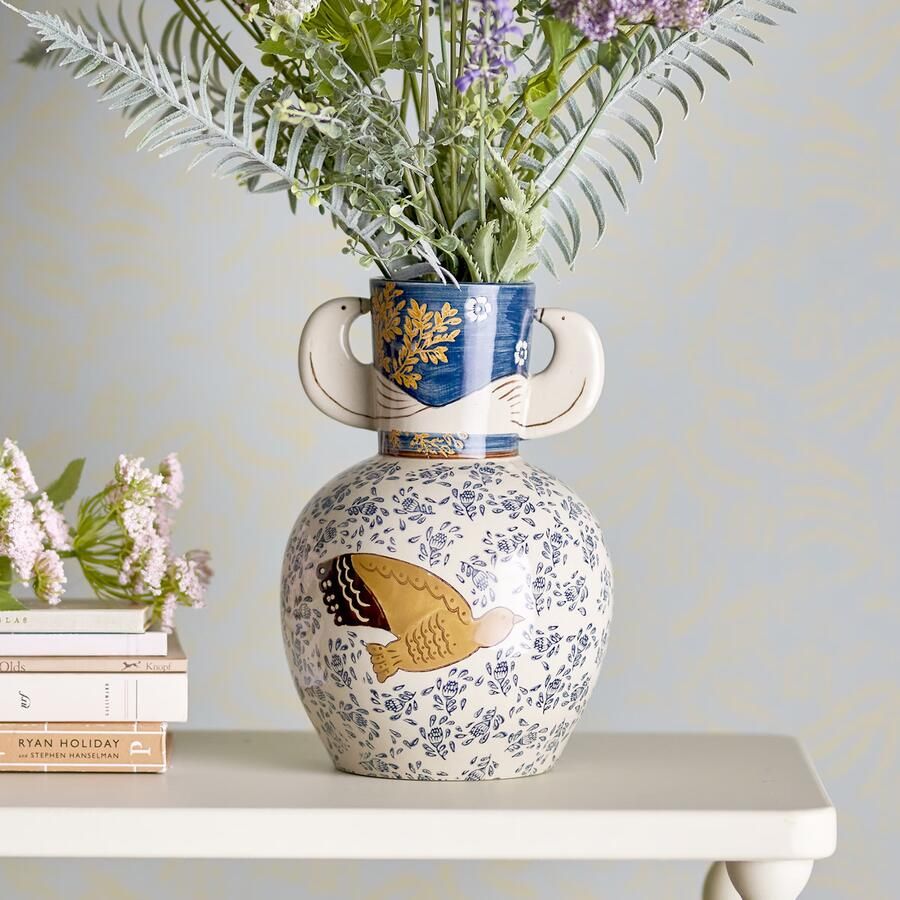 Bloomingville Vaas Hezha 24cm hoog Blauw